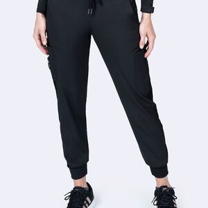 Black Tapered Track Pants with Elastic Cuffs